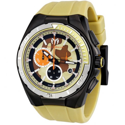 Technomarine Camouflage Chronograph Dial Yellow Rubber Strap Men's Watch 110072 watches