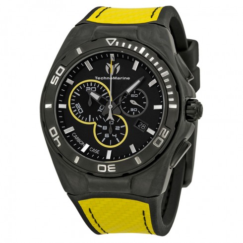 Technomarine Chrono Quartz Black Dial Black Silicone Men's Watch 114001 watches