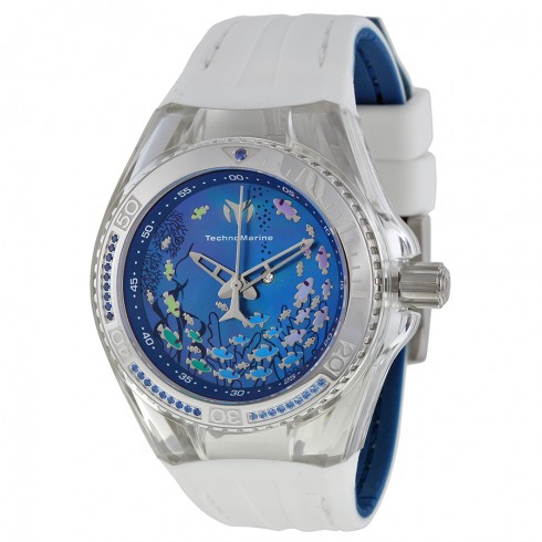 Technomarine Cruise Aquarius Blue Mother of Pearl White Silicone Ladies Watch 113010A watches