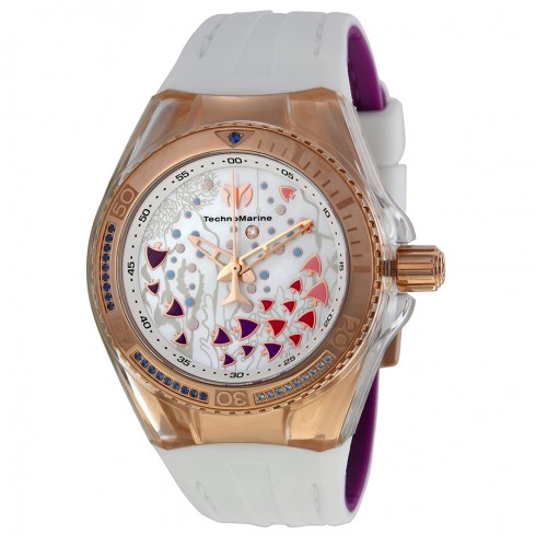 Technomarine Cruise Aquarius Mother of Pearl White Silicone Ladies Watch 113009A watches