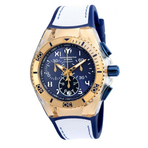 Technomarine Cruise California Blue Dial Blue Silicone White Canvas Unisex Watch 115018 watches