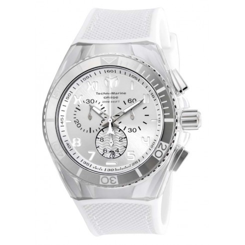 Technomarine Cruise California Chronograph Antique Silver Dial White Silicone White Canvas Men's Watch 115009 watches
