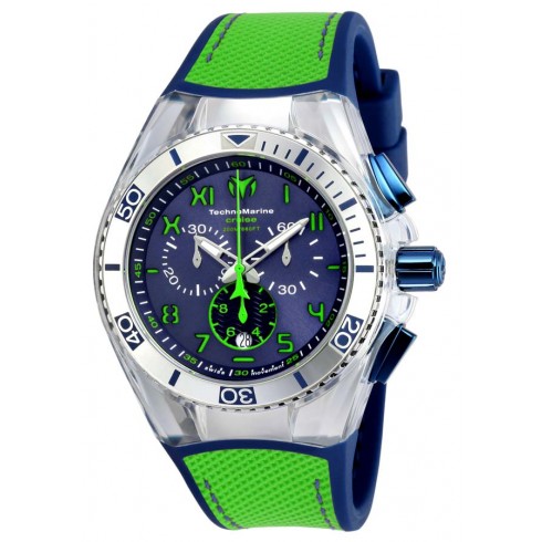 Technomarine Cruise California Chronograph Blue Dial Green Canvas Men's Watch 115011 watches
