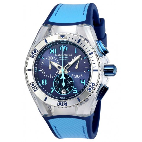 Technomarine Cruise California Chronograph Light Blue Dial Blue Silicone Light Blue Canvas Unisex Watch 115014 watches