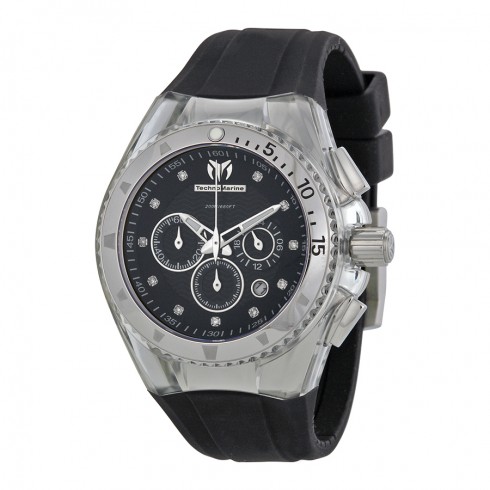 Technomarine Cruise Chronograph Black Dial Black Rubber Ladies Watch 111043 watches