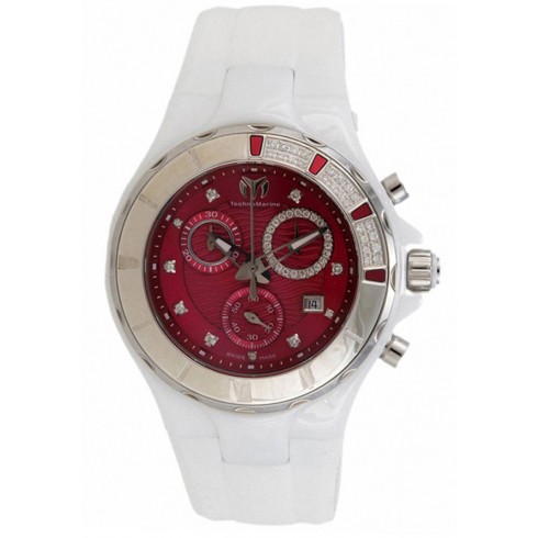 TechnoMarine Cruise Chronograph Red Dial White Ceramic Ladies Sports Watch 110078 watches