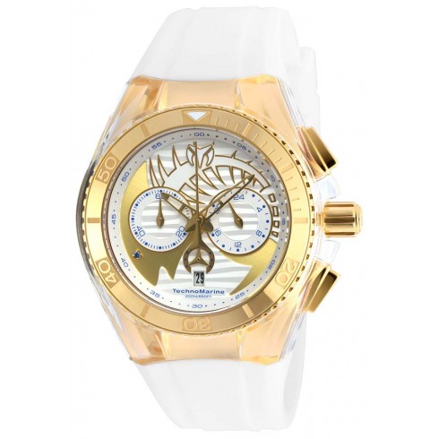 Technomarine Cruise Dream Chronograph Antique Silver and Gold Dial White Silicone Unisex Watch 115002 watches