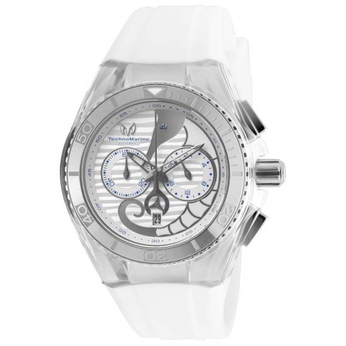 Technomarine Cruise Dream Chronograph Antique Silver Dial White Silicone Unisex Watch 115006 watches