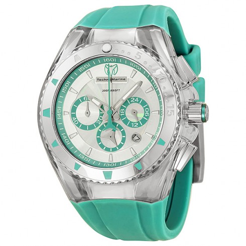 Technomarine Cruise Lipstick Chronograph Hologram Dial Turquoise Strap Ladies Watch 112032 watches