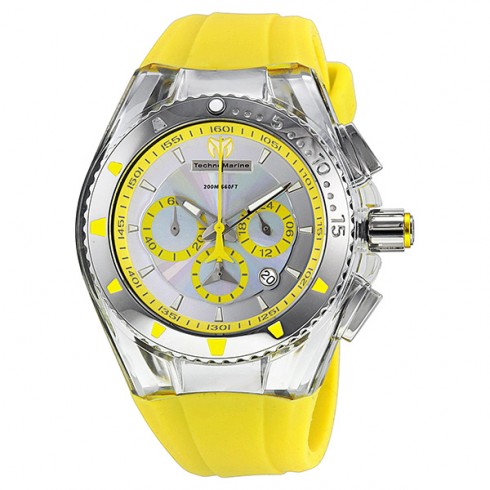 TechnoMarine Cruise Lipstick Chronograph Hologram Dial Yellow Silicone Unisex Watch 112031 watches