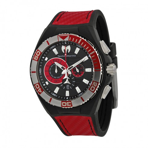 TechnoMarine Cruise Locker Chronograph Black Dial Red Nylon and Silicone Strap Casual Men's Watch 112012B watches