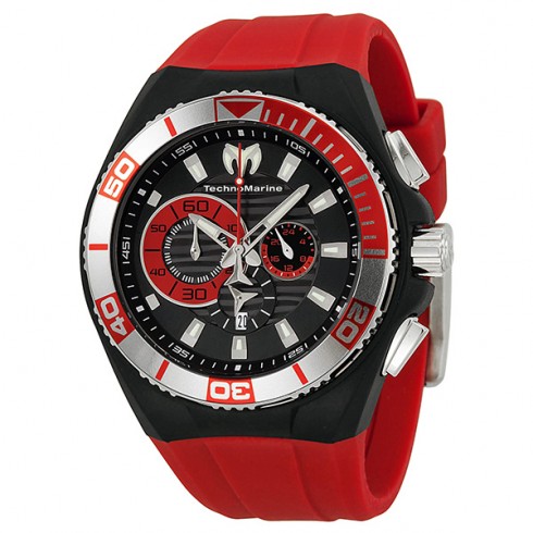 TechnoMarine Cruise Locker Chronograph Black Dial Red Silicone Men's Watch 112012 watches