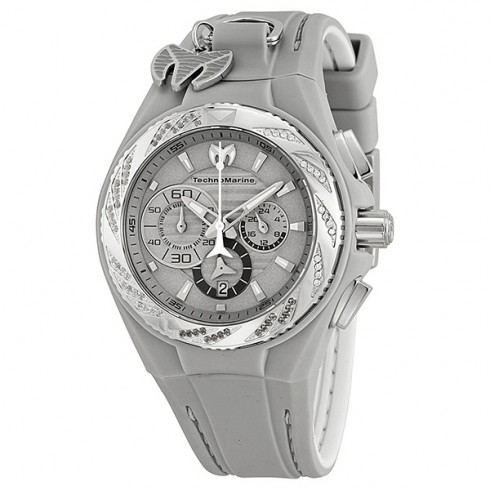 TechnoMarine Cruise Locker Chronograph Grey Dial Grey Rubber Ladies Watch 113017 watches