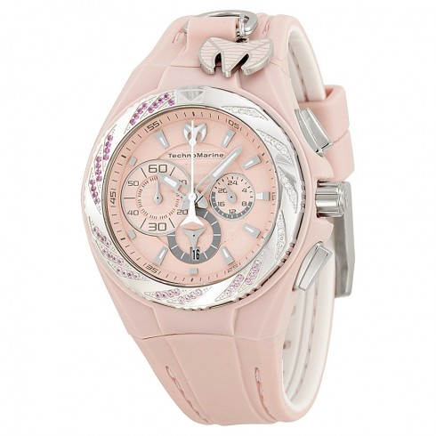 TechnoMarine Cruise Locker Pink Dial Pink Rubber Ladies Watch 113016 watches