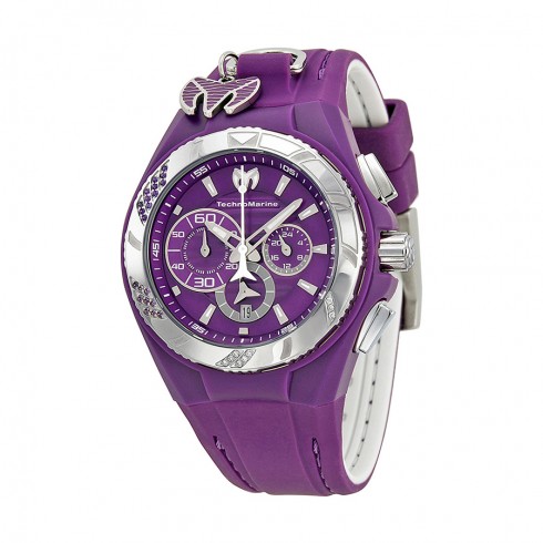 TechnoMarine Cruise Locker Purple Dial Purple Rubber Ladies Watch 113018 watches
