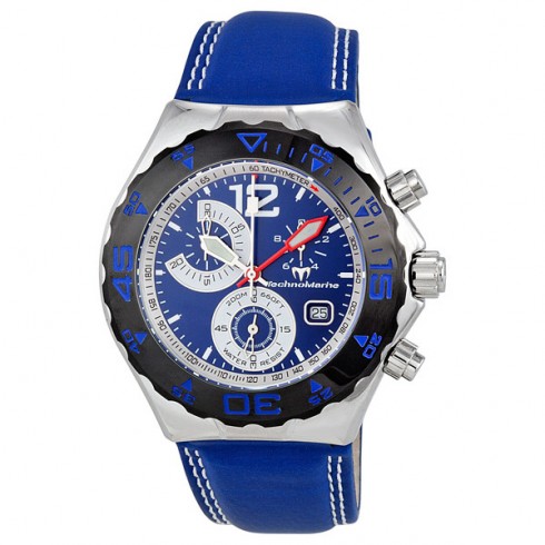 Technomarine Cruise Magnum Moon Sun Blue Dial Leather Strap Men's Watch 208010-1 watches