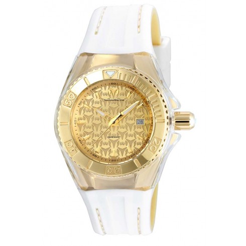 Technomarine Cruise Monogram Gold Dial White Silicone Ladies Watch 115156 watches