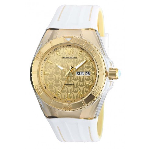 Technomarine Cruise Monogram Gold Dial White Silicone Men's Watch 115152 watches