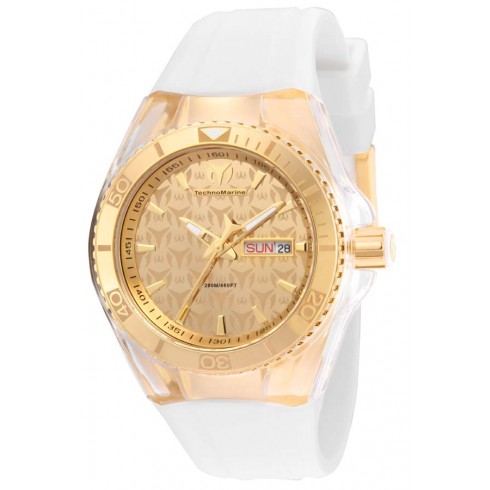 Technomarine Cruise Monogram Gold Dial White Silicone Unisex Watch 115061 watches