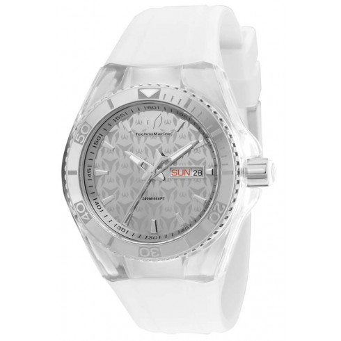 Technomarine Cruise Monogram Silver Dial White Silicone Unisex Watch 115060 watches