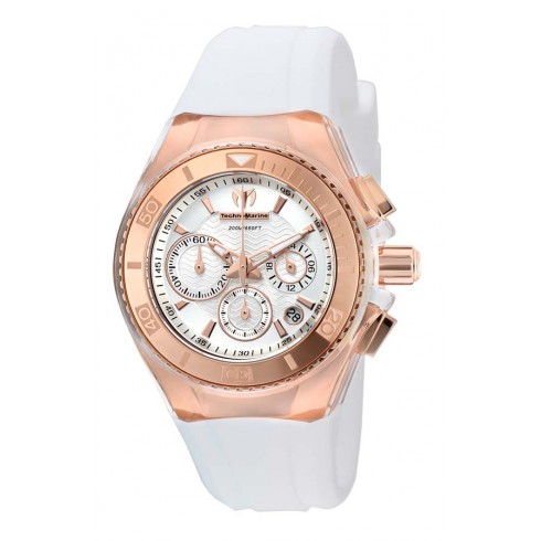 Technomarine Cruise Star Chronograph Antique Silver Dial White Silicone Ladies Watch 115032 watches