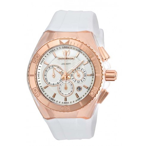 Technomarine Cruise Star Chronograph Antique Silver Dial White Silicone Unisex Watch 115035 watches