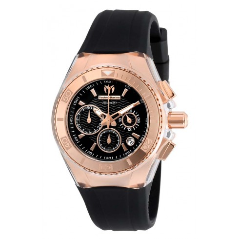 Technomarine Cruise Star Chronograph Black Dial Black Silicone Ladies Watch 115033 watches
