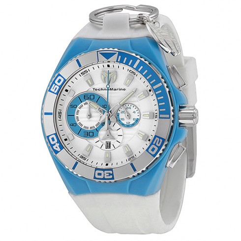 Technomarine Locker Chronograph White Dial Turquoise Accent Unisex Watch 112013 watches