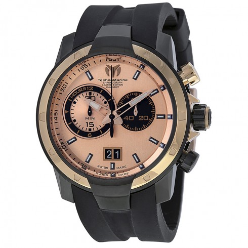 Technomarine Lord Noir Chronograph Gold Dial Black Silicone Unisex Watch 613001 watches