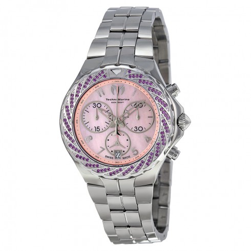 Technomarine Sea Pearl Chronograph Pink Dial Stailness Steel Ladies Watch 713013 watches