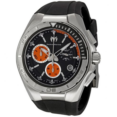 Technomarine Steel Regular Black and Orange Dial Chronograph Men's Watch 110001 watches