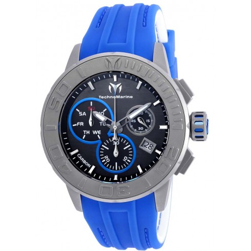 Technomarine Titanium Reef Black Carbon Fiber Dial Blue Silicone Men's Watch 515003 watches