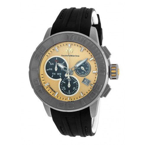 Technomarine Titanium Reef Chronograph Gold Dial Black Silicone Men's Watch 515005 watches