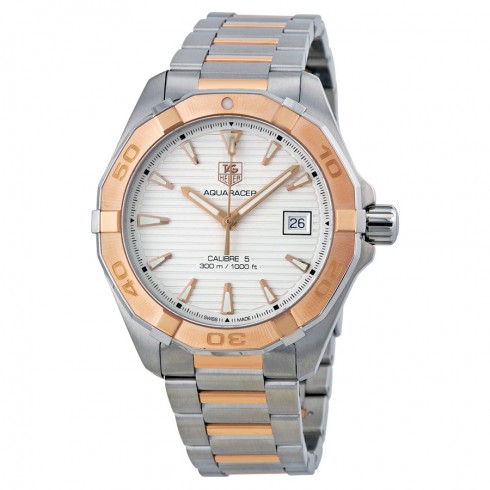 Tag Heuer Aquaracer Automatic Silver Dial Stainless Steel and 18kt Rose Gold Men's Watch WAY2150.BD0911 watches