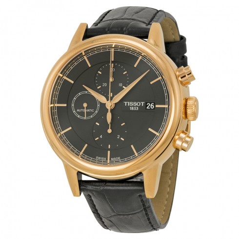 Tissot Carson Automatic Chronograph Black Dial Black Leather Men's Watch T0854273606100 watches