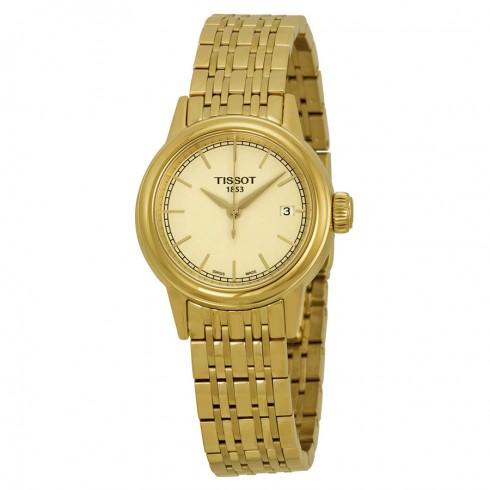 Tissot Carson Champagne Dial Yellow Gold PVD Ladies Watch T0852103302100 watches