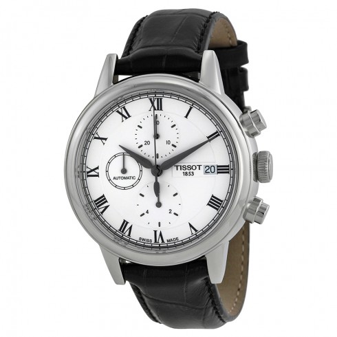 Tissot Carson Chronograph White Dial Black Leather Men's Watch T0854271601300 watches