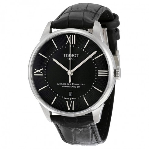 Tissot Chemin Des Tourelles Powermatic 80 Black Dial Black Leather Men's Watch T0994071605800 watches