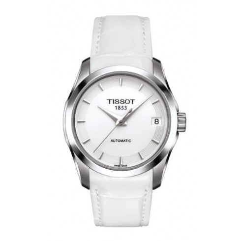 Tissot Couturier Automatic White Dial White Leather Ladies Watch T0352071601100 watches