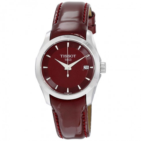Tissot Couturier Burgundy Dial Leather Ladies Watch T035.210.16.371.00 watches