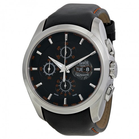 Tissot Couturier Chronograph Valjoux Black Dial Black Leather Men's Watch T035.614.16.051.01 watches