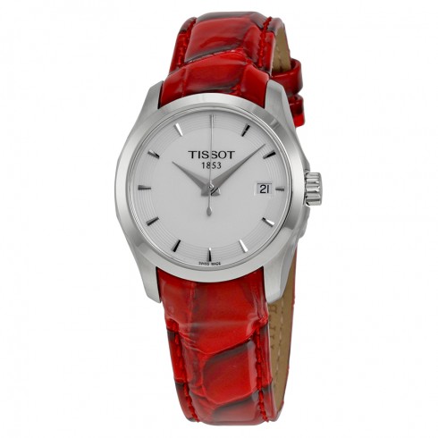 Tissot Couturier White Dial Red Leather Ladies Watch T0352101601101 watches