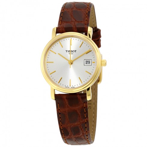 Tissot Silver Dial Brown Leather Ladies Watch T52.5.111.31 watches