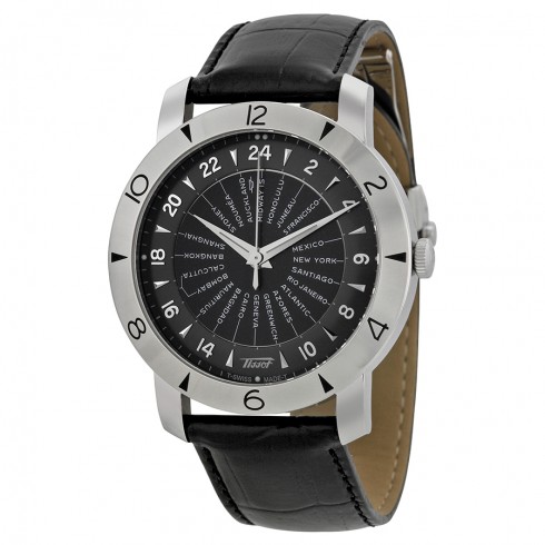 Tissot Heritage Navigator Black Dial Black Leather Men's Watch T0786411605700 watches