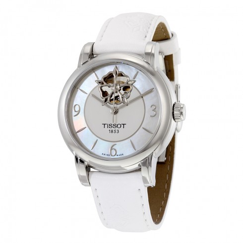 Tissot Lady Heart Powermatic 80 Mother of Pearl Dial White Leather Ladies Watch T0502071711704 watches