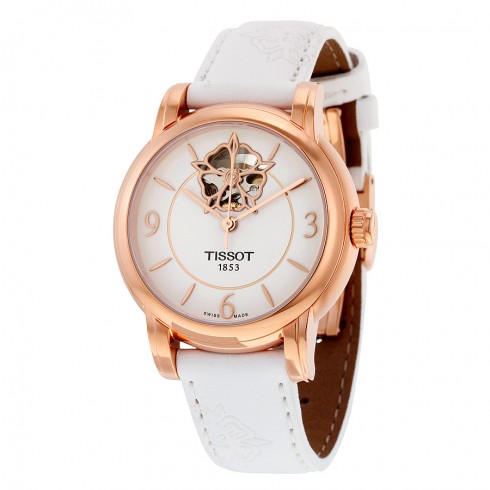 Tissot Lady Heart Powermatic 80 White Mother of Pearl Dial White Leather Ladies Watch T0502073701704 watches