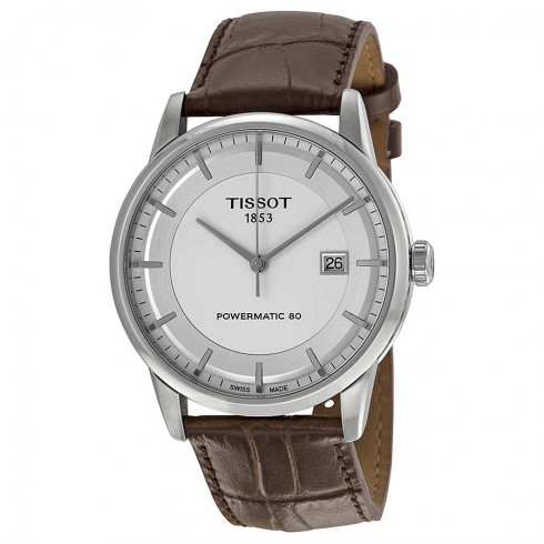 Tissot Luxury Powermatic 80 Automatic Silver Dial Brown Leather Men's Watch T0864071603100 watches