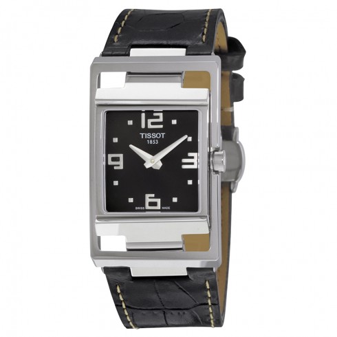 Tissot My-T Open Black Dial Black Leather Ladies Watch T0323091605700 watches