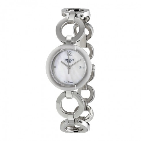 Tissot Pinky by Tissot White Mother of Pearl Dial Stainless Steel Bangle Ladies Watch T0842101111701 watches