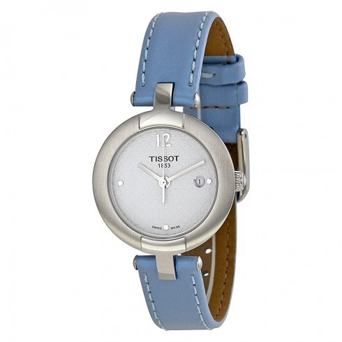 Tissot Pinky White Dial Blue Leather Ladies Watch T0842101601702 watches